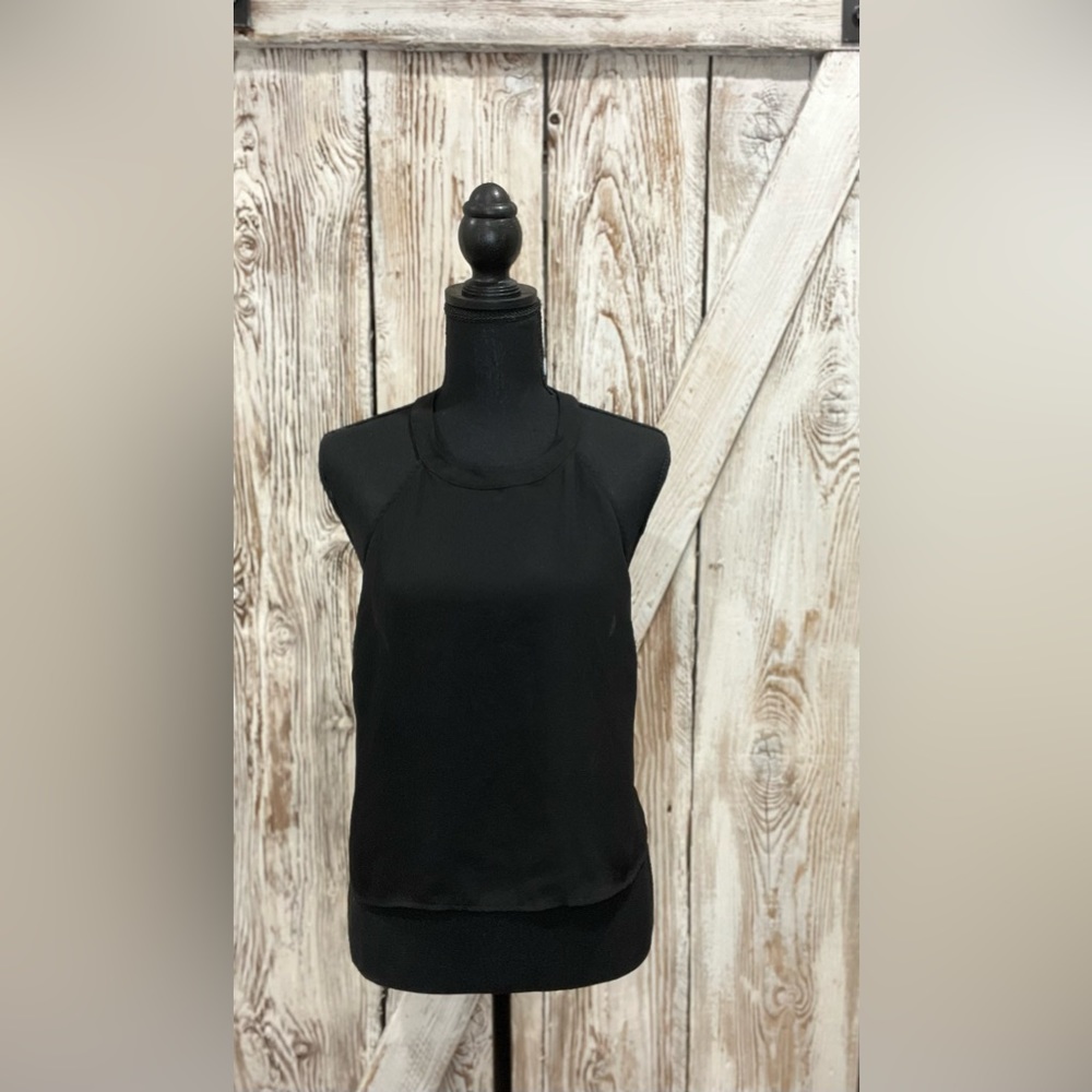 Black Summer halter, flows with open back and lace detail